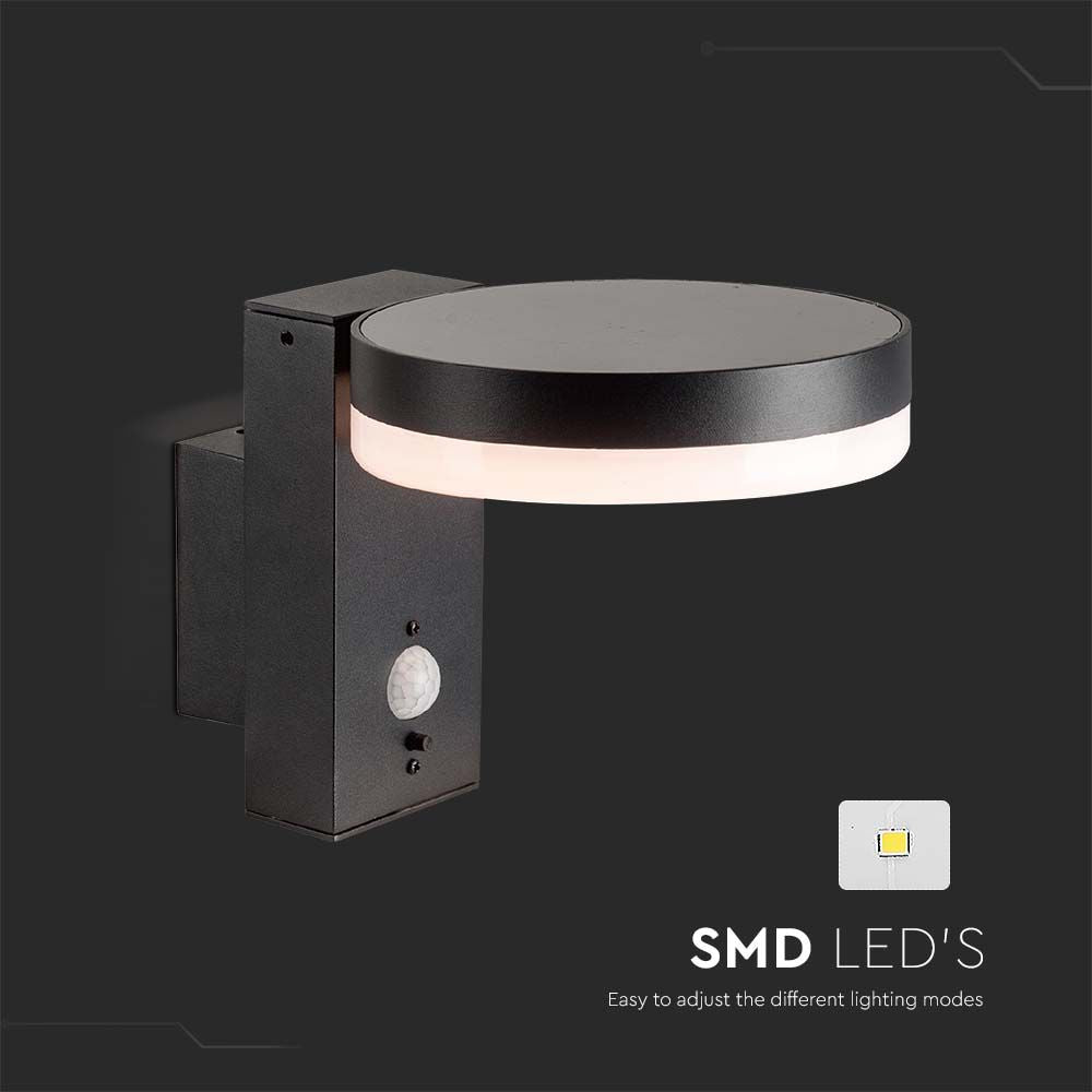 5.5W Lampa ścienna LED SMD solarna z czujnikiem PIR / Barwa: 3000K / Kształt: Okrągła