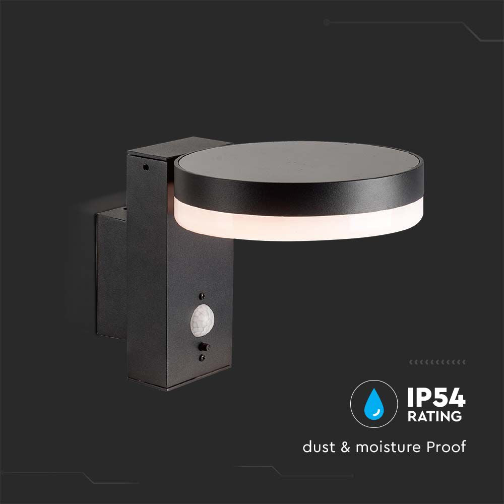 5.5W Lampa ścienna LED SMD solarna z czujnikiem PIR / Barwa: 3000K / Kształt: Okrągła