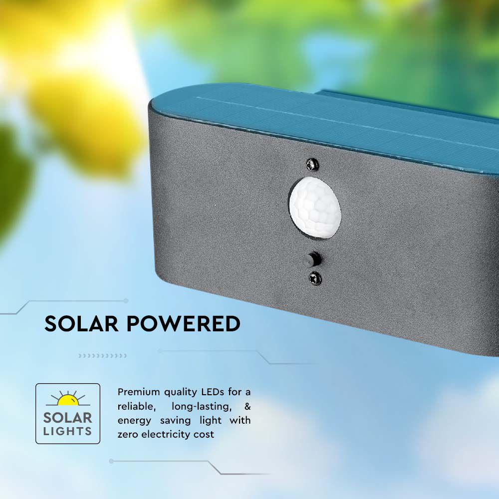 2.5W Lampa ścienna LED SMD solarna z czujnikiem PIR / Barwa: 3000K