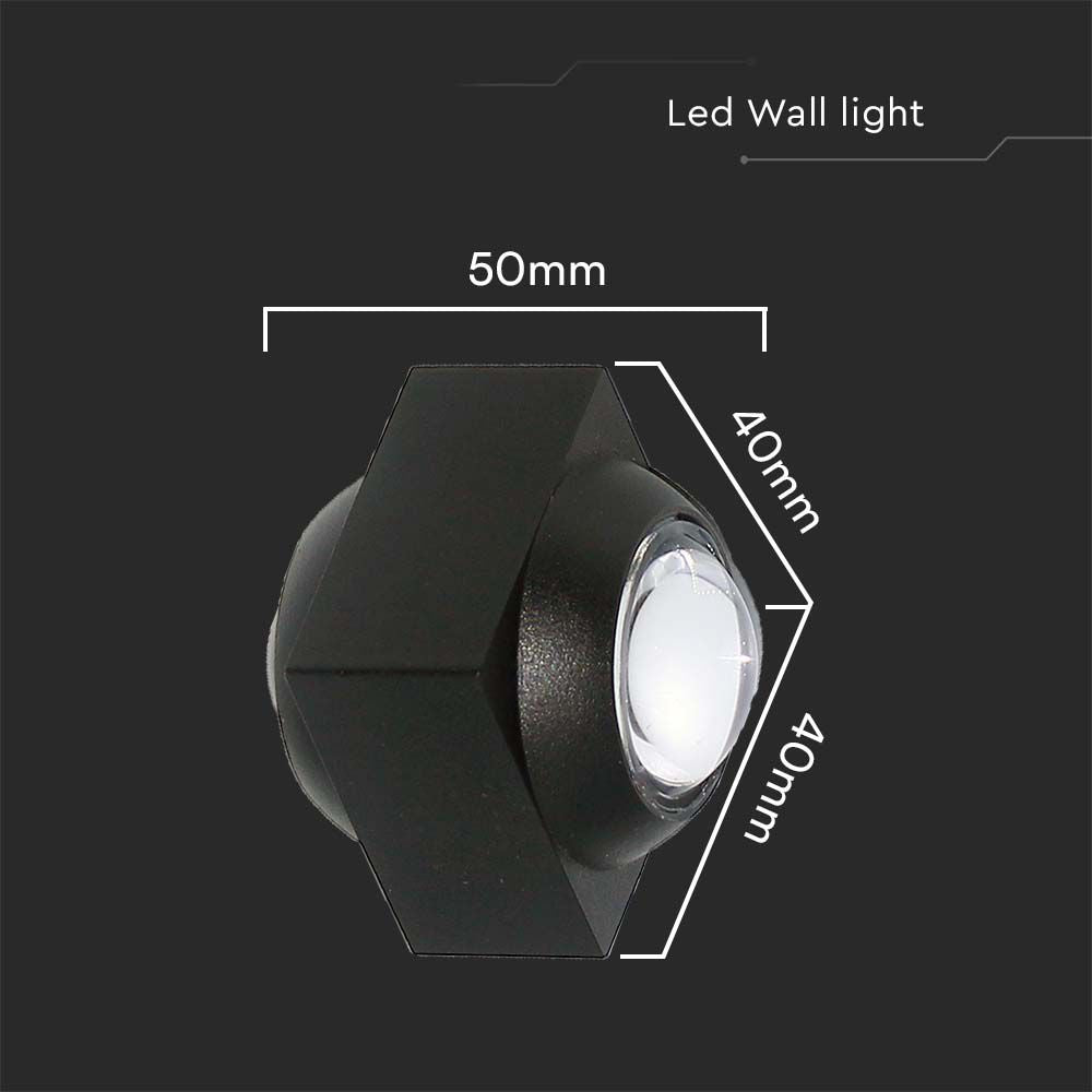 2W Oprawa COB Downlight LED / Barwa: 3000K / Obudowa: Czarna