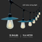 3W Solarna Girlanda LED / Długość: 15mb / Ilość żarówek: 15 / Barwa:3000K