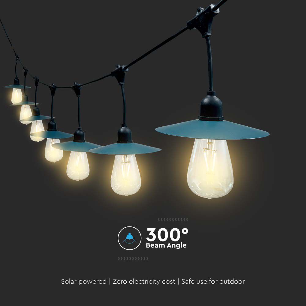 3W Solarna Girlanda LED / Długość: 15mb / Ilość żarówek: 15 / Barwa:3000K