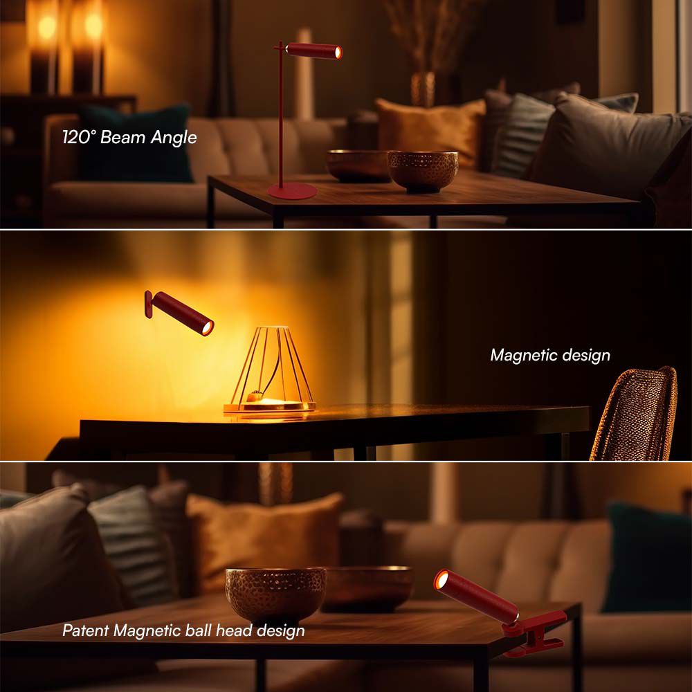 3W Magnetyczna Lampa Biurkowa LED / Barwa: 4000K / Obudowa: Czerwona