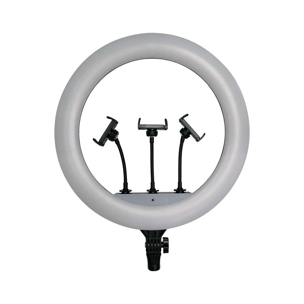 55W Lampa pierścieniowa LED z 3 uchwytami na telefony i pilotem / Barwa: 3200K-5800K