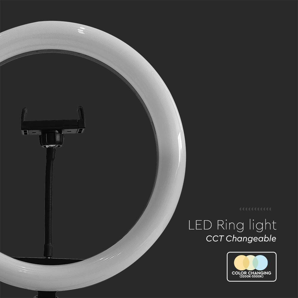 10W Lampa pierścieniowa LED ze statywem stołowym / Barwa: 3200K-5500K