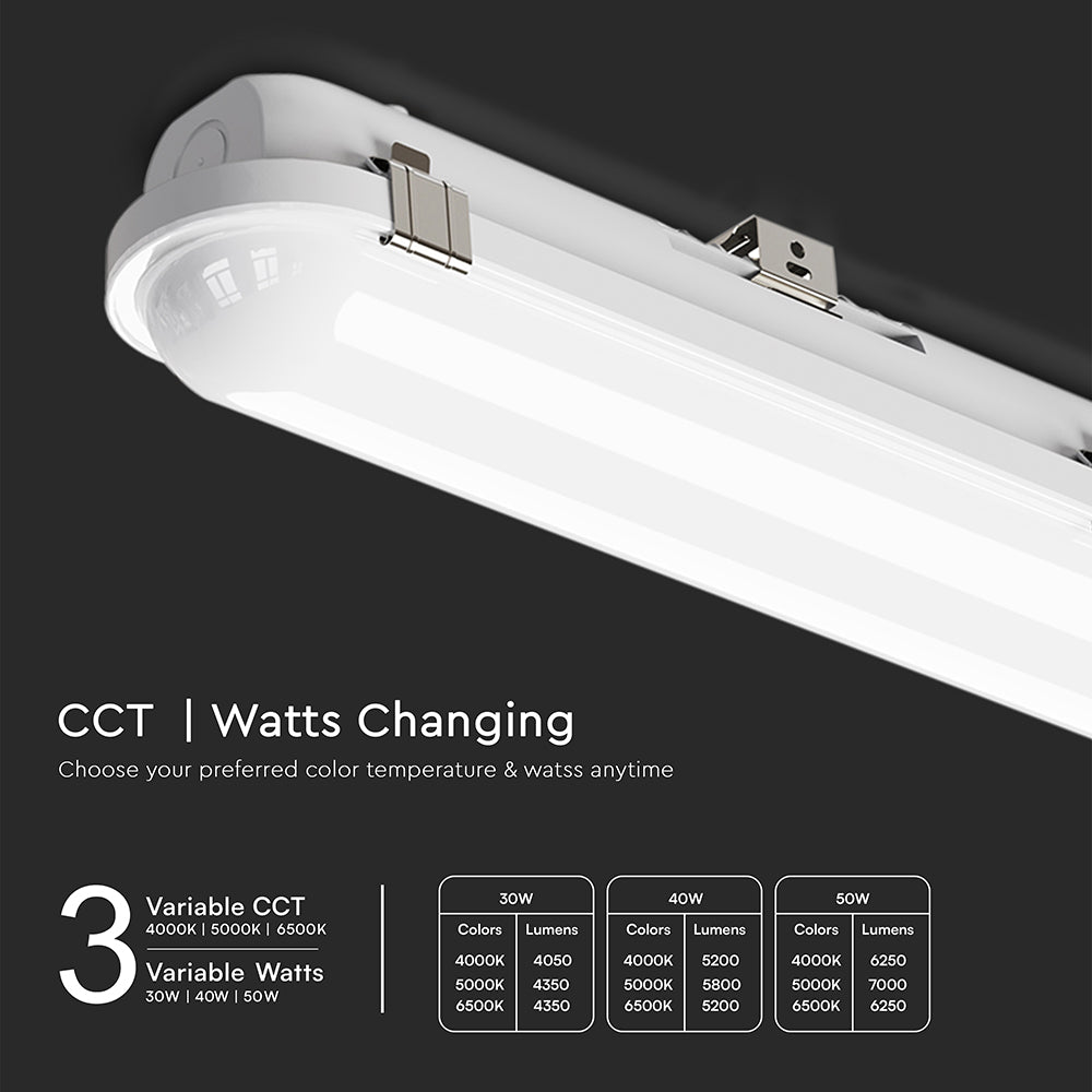 30W/40W/50W Lampa zintegrowana awaryjna z czujnikiem / Długość: 150cm / Chip Samsung / Barwa: 3w1 / Skuteczność: 135lm/W / IK10