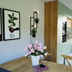 kinkiet Flower wall, 2 black flower pots, black 2xE27