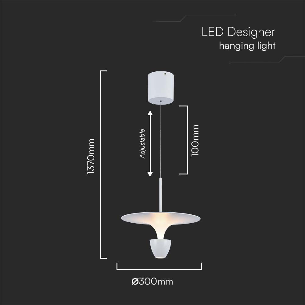 9W Sufitowa lampa LED / Wymiary:300x3200x1000mm / Barwa: 3000K / Obudowa: Biała