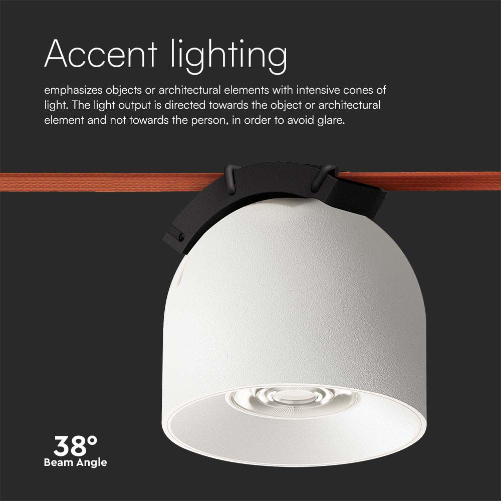 12W Lampa LED na elastyczny szynoprzewód MAGNETIC / Barwa: 3000K / Obudowa: Biała