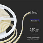 10W Taśma LED COB / Barwa: BLUE / IP67 24V