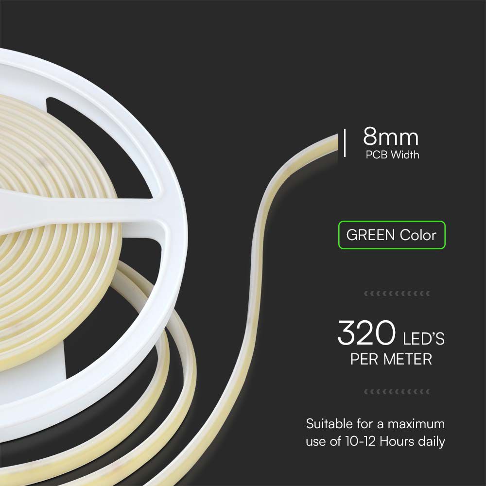 10W Taśma LED COB / Barwa: GREEN / IP67 24V