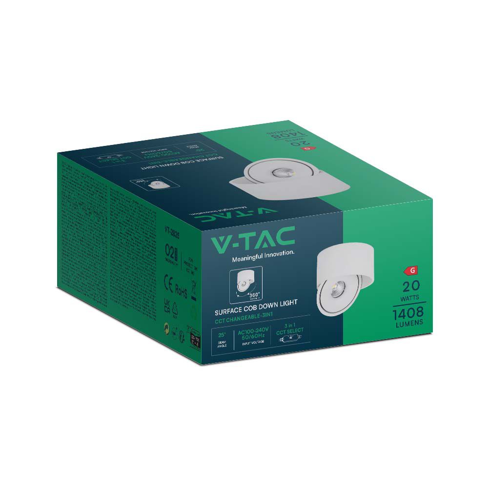 20W Oprawa COB Downlight LED / Barwa: 3w1 / Obudowa: Biała
