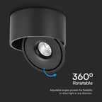 20W Oprawa COB Downlight LED / Barwa: 3w1 / Obudowa: Czarna