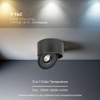 20W Oprawa COB Downlight LED / Barwa: 3w1 / Obudowa: Czarna