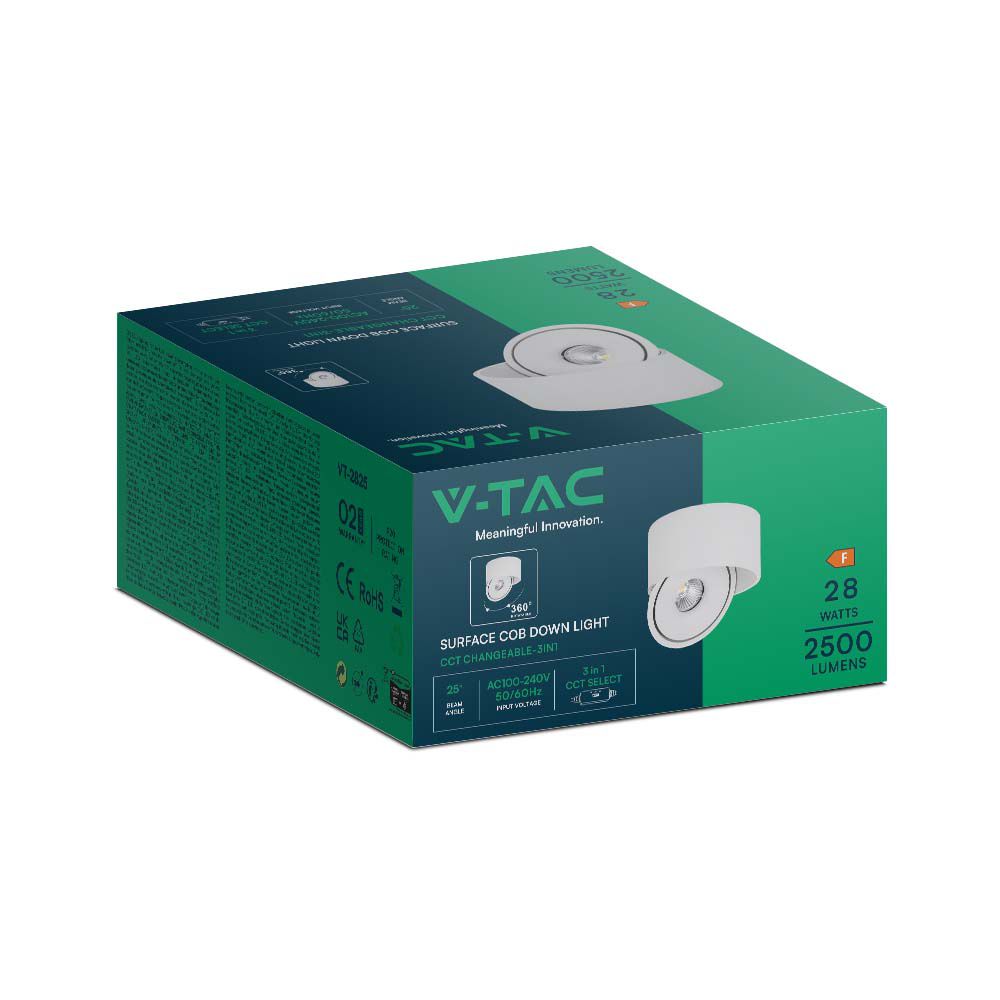 28W Oprawa COB Downlight LED / Barwa: 3w1 / Obudowa: Biała