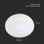 20W Lampa LED z czujnikiem mikrofalowym / Ściemniana / Barwa: 3w1 / IK10 / IP66
