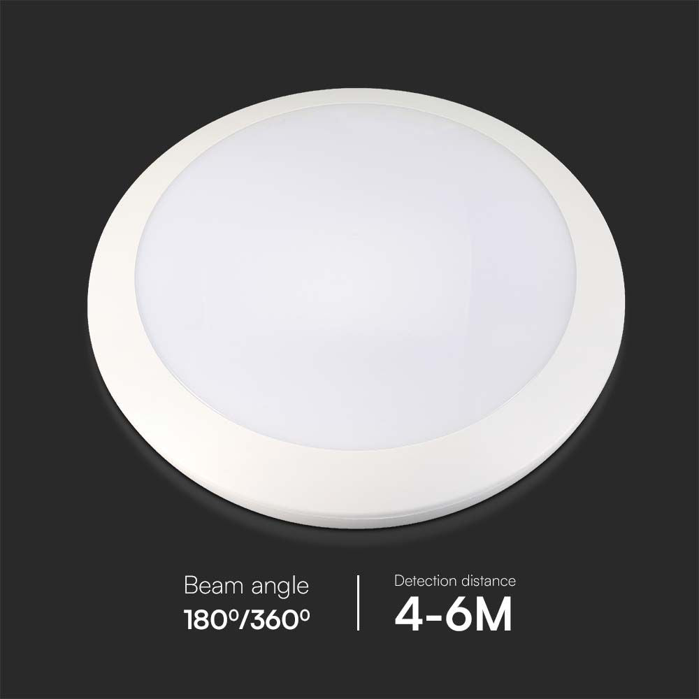 20W Lampa LED z czujnikiem mikrofalowym / Ściemniana / Barwa: 3w1 / IK10 / IP66