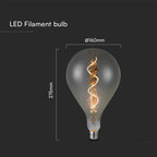4W A160S Żarówka LED Filament spiralny / Barwa: 2700K / Szkło: Przydymione