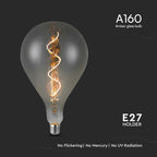 4W A160S Żarówka LED Filament spiralny / Barwa: 2700K / Szkło: Przydymione