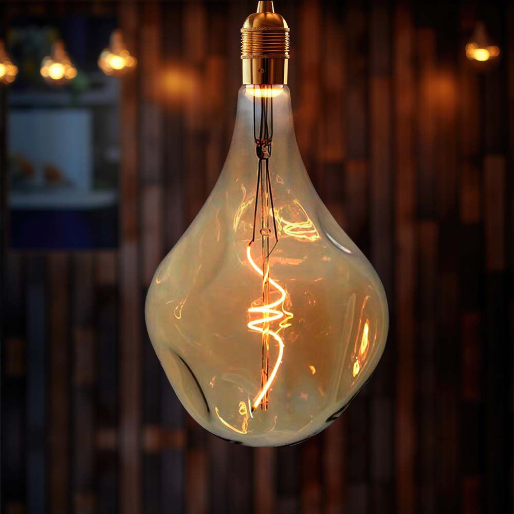 4W A165S Żarówka LED Filament spiralny / Barwa: 2700K / Szkło: Bursztynowe