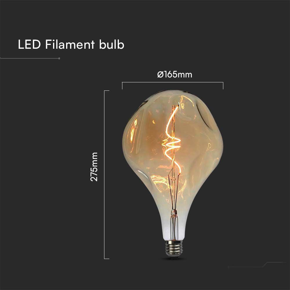 4W A165S Żarówka LED Filament spiralny / Barwa: 2700K / Szkło: Bursztynowe