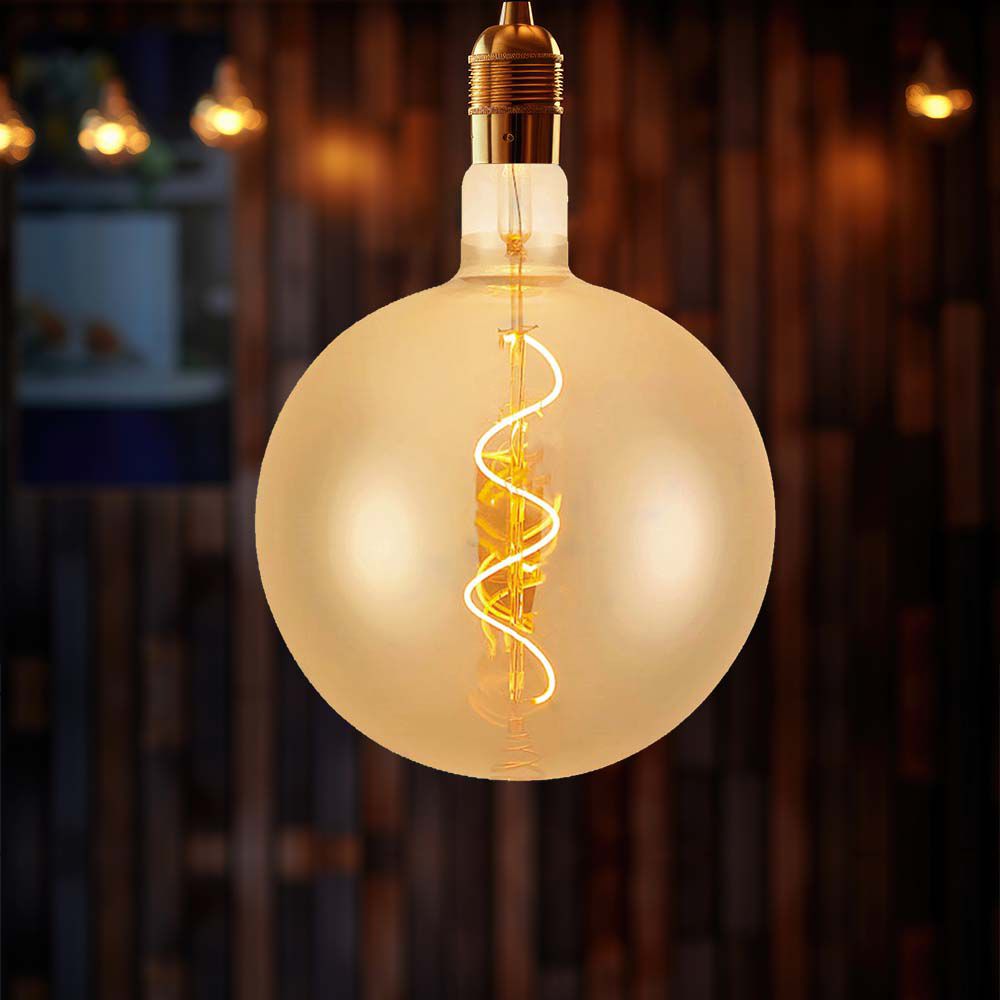 4W G200 Żarówka LED Filament spiralny / Barwa: 2700K / Szkło: Bursztynowe