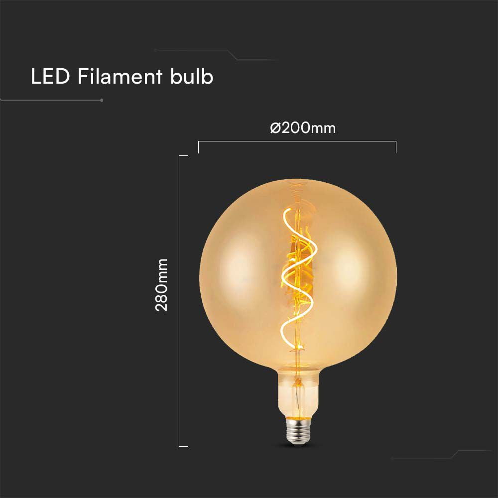 4W G200 Żarówka LED Filament spiralny / Barwa: 2700K / Szkło: Bursztynowe