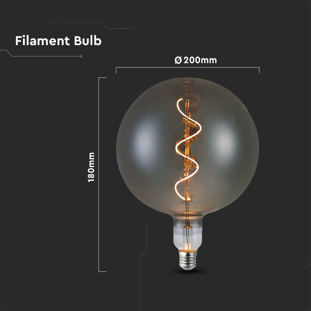 4W G200S Żarówka LED Filament spiralny / Barwa: 2700K / Szkło: Przydymione