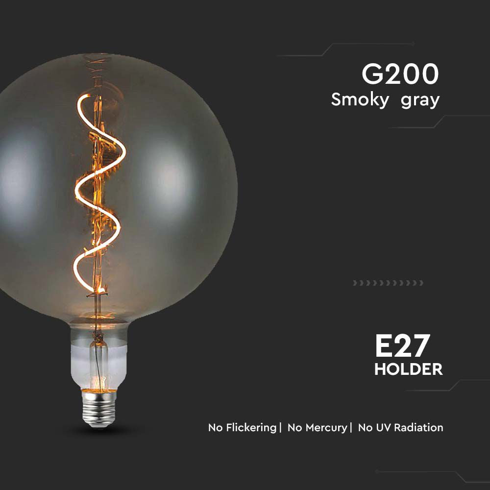 4W G200S Żarówka LED Filament spiralny / Barwa: 2700K / Szkło: Przydymione