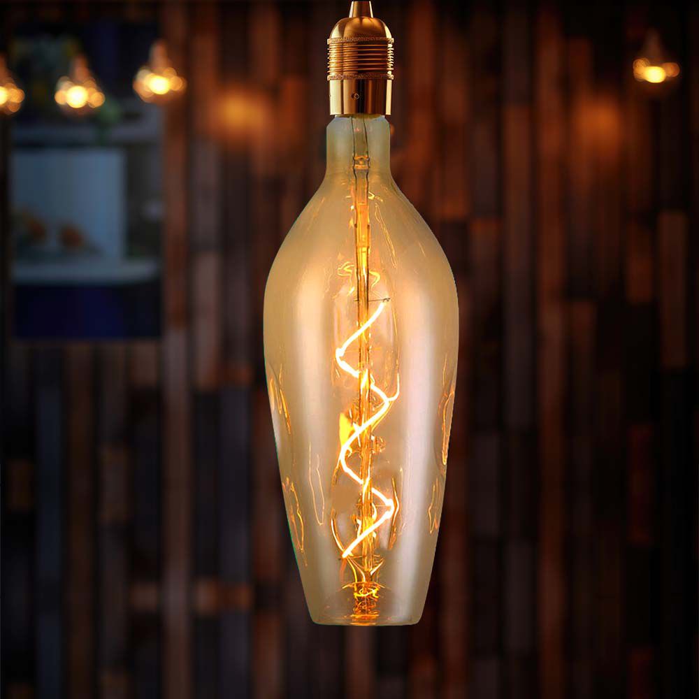 4W B125 Żarówka LED Filament spiralny / Barwa: 2700K / Szkło: Bursztynowe