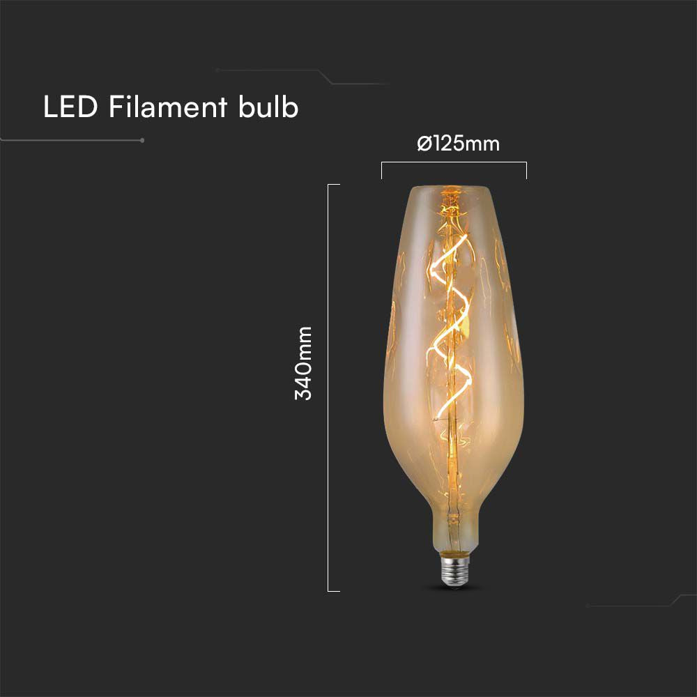4W B125 Żarówka LED Filament spiralny / Barwa: 2700K / Szkło: Bursztynowe