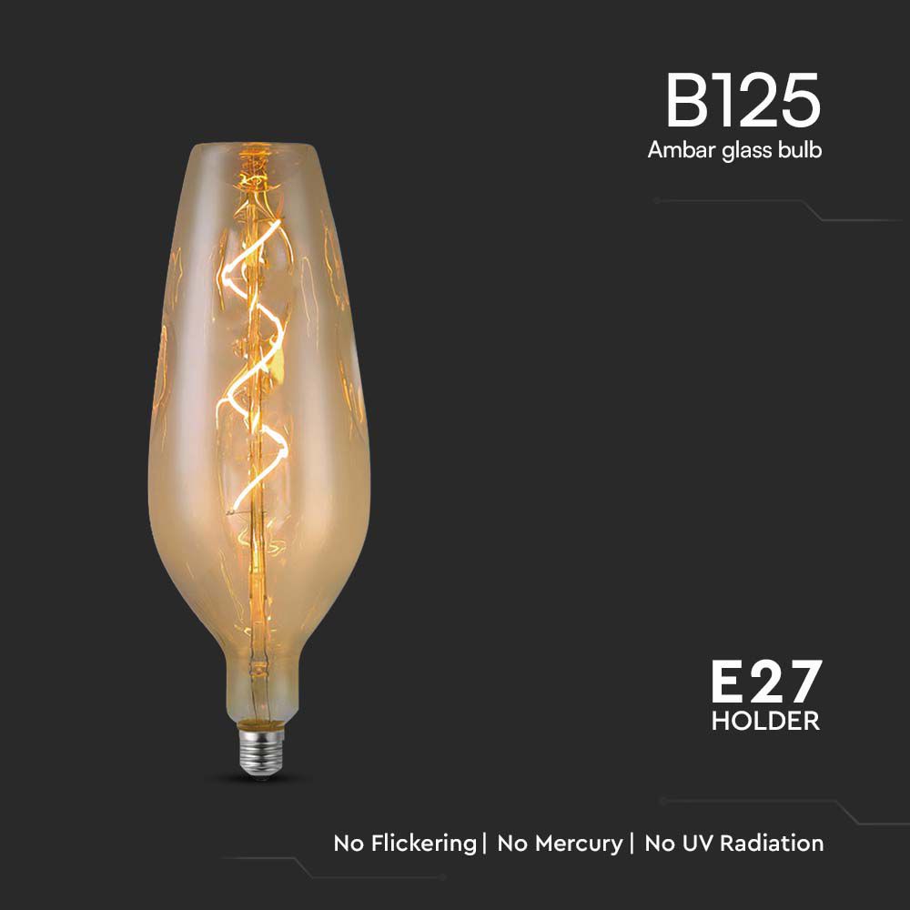 4W B125 Żarówka LED Filament spiralny / Barwa: 2700K / Szkło: Bursztynowe
