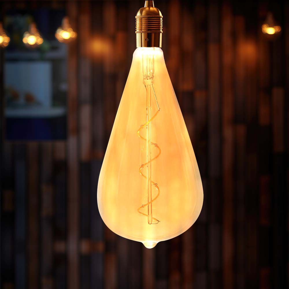 4W ST120 Żarówka LED Filament spiralny / Barwa: 2700K / Szkło: Bursztynowe