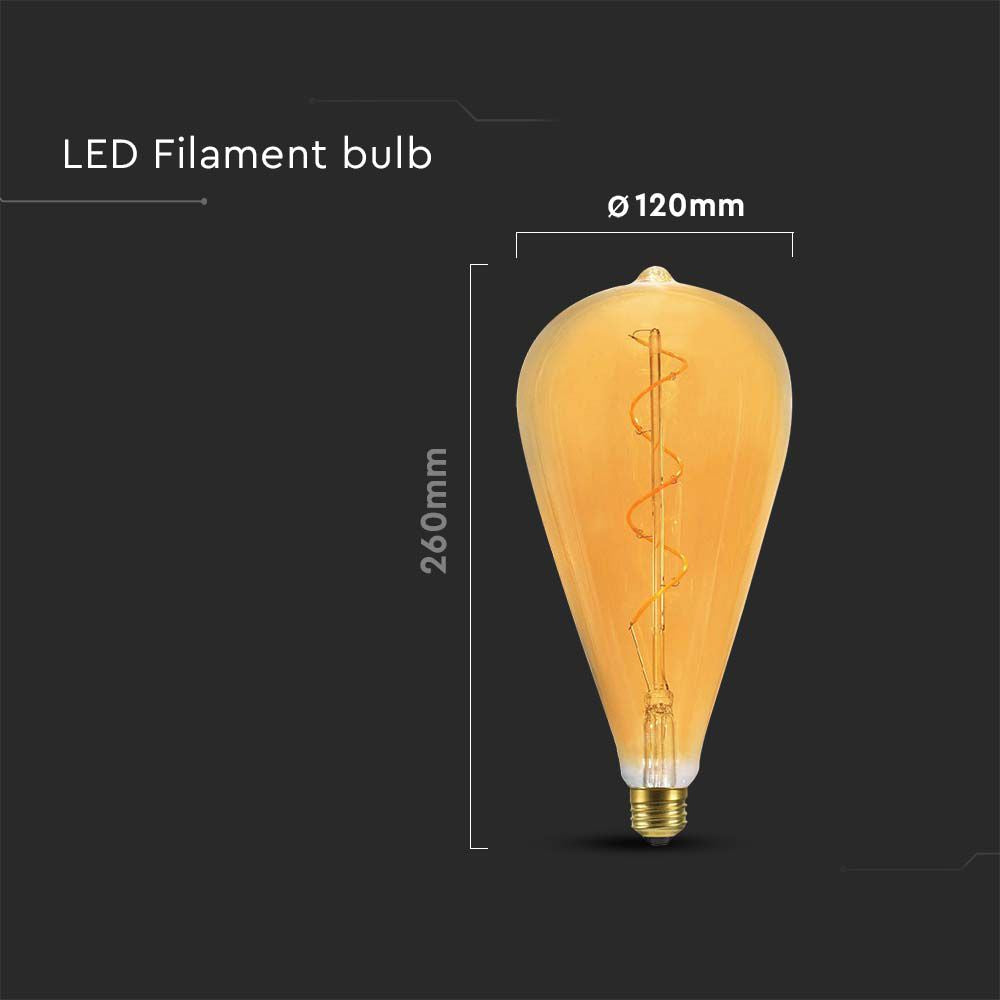 4W ST120 Żarówka LED Filament spiralny / Barwa: 2700K / Szkło: Bursztynowe