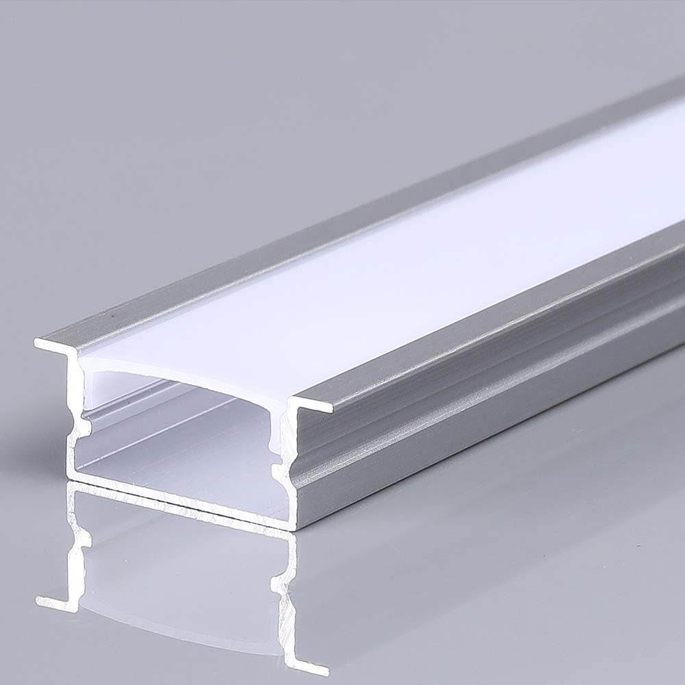 Profil Aluminiowy do paska LED wpuszczany / 2000x20x10mm / Klosz: Mleczny / Kolor: Aluminium