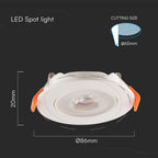 7W Oprawa wpuszczana reflektor LED / Chip SAMSUNG / Barwa:3000K / Obudowa: Biała