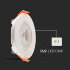 7W Oprawa wpuszczana reflektor LED / Chip SAMSUNG / Barwa:3000K / Obudowa: Biała