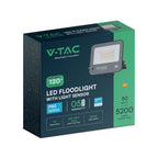 50W Naświetlacz LED z czujnikiem zmierzchu / Chip Samsung / Przewód: 1m / Barwa: 6500K / Obudowa: Czarna / Skuteczność 120lm/w