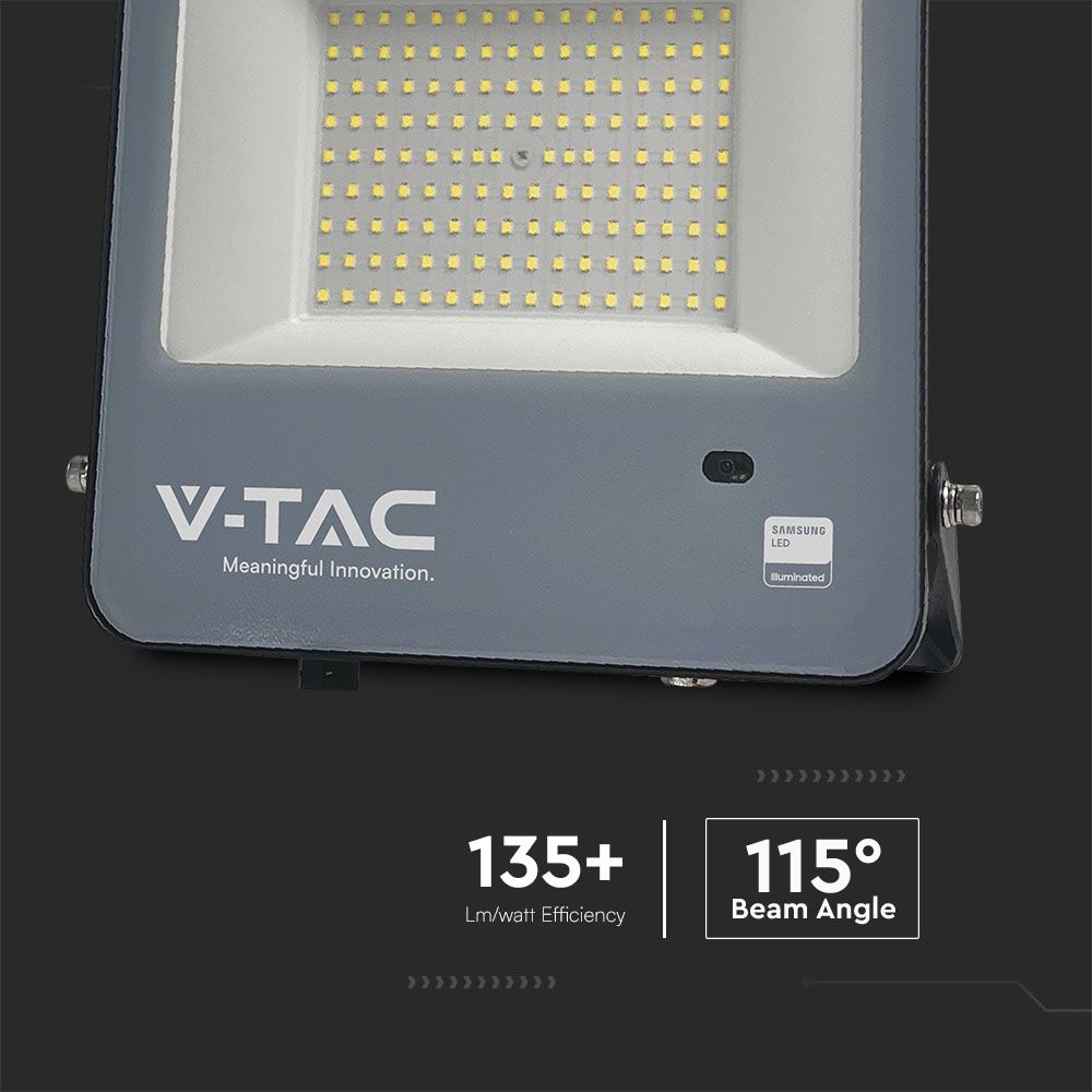 100W Naświetlacz LED z czujnikiem zmierzchu / Chip Samsung / Przewód: 1m / Barwa: 6500K / Obudowa: Czarna / Skuteczność 135lm/w