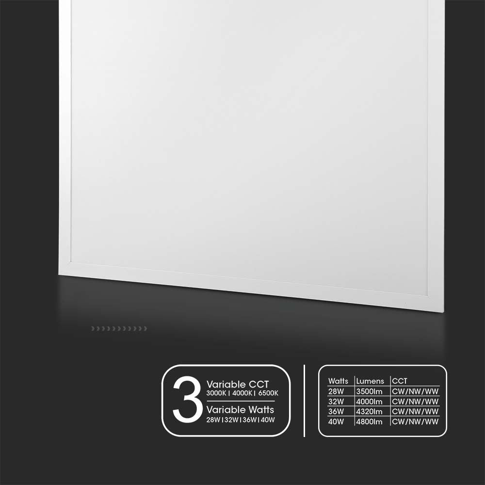 40W Panel LED 600x600mm / Zasilacz AGT / Barwa:3w1 / 5 Lat gwarancji / Opakowanie: 6szt.