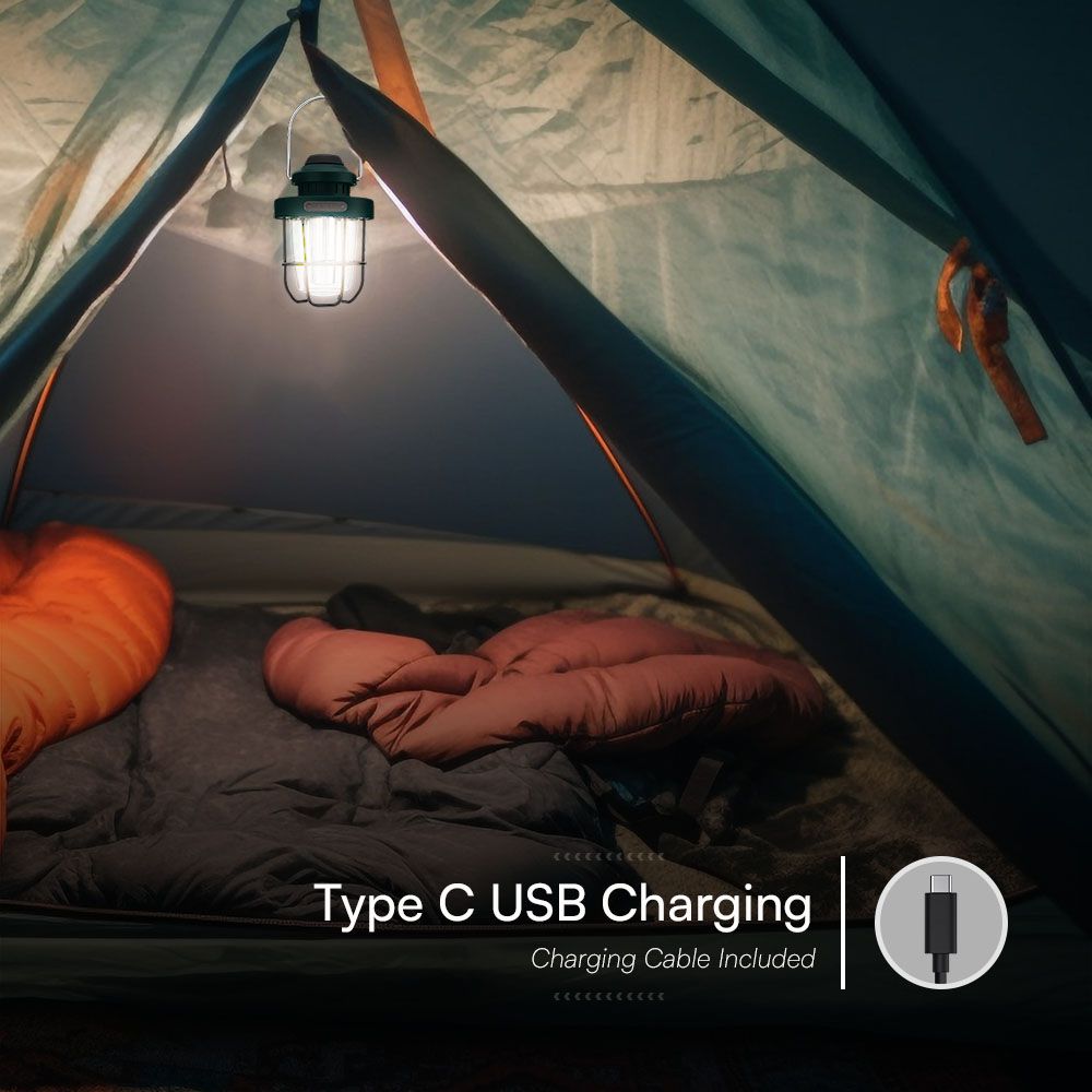 5W Lampa Kempingowa Przenośna / Ładowanie USB-C / IP44 / Ściemniana