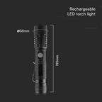 10W Latarka Ręczna / Ładowanie USB-C / Bateria: 3.7V 2000mAh / IP54