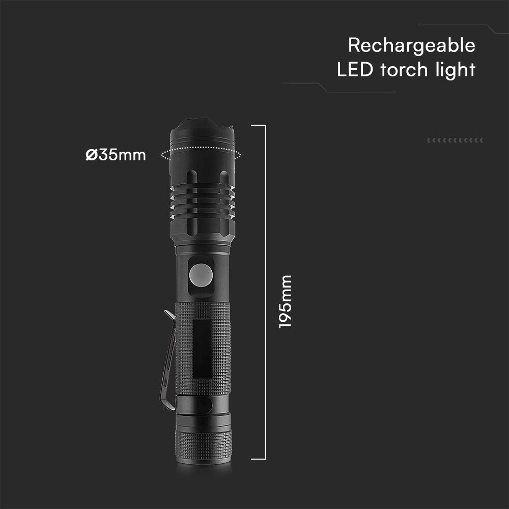 10W Latarka Ręczna / Ładowanie USB-C / Bateria: 3.7V 2000mAh / IP54