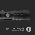 10W Latarka Ręczna / Ładowanie USB-C / Bateria: 3.7V 2000mAh / IP54