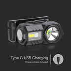 3W Latarka Czołowa / Ładowanie USB-C / Bateria: 3.7V,750mAh / IP43
