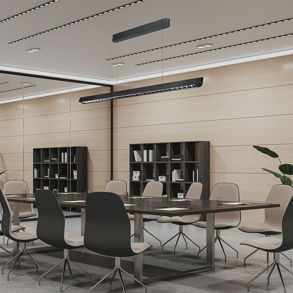 36W Zwieszana Lampa Liniowa LED Raster / Chip SAMSUNG / Barwa:3w1 / Obudowa: Czarna