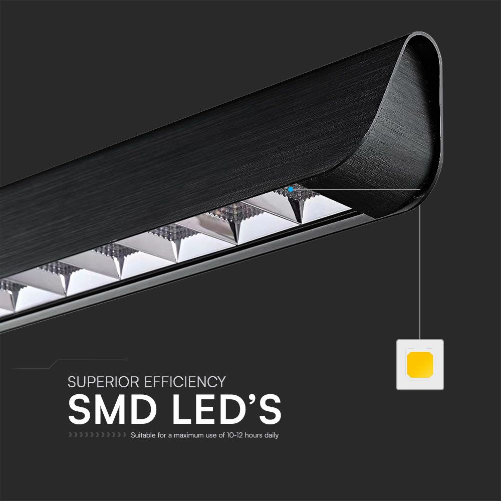 36W Zwieszana Lampa Liniowa LED Raster / Chip SAMSUNG / Barwa:3w1 / Obudowa: Czarna
