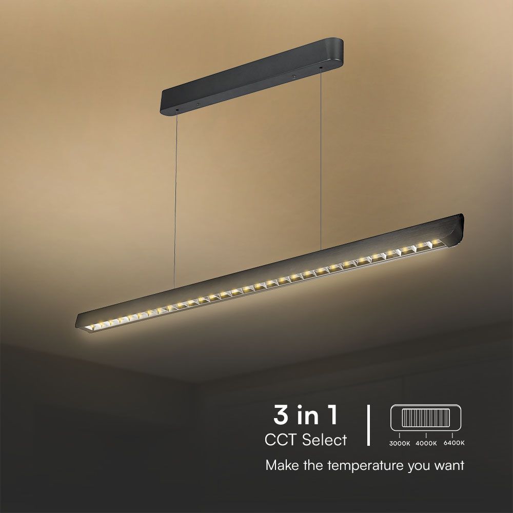 36W Zwieszana Lampa Liniowa LED Raster / Chip SAMSUNG / Barwa:3w1 / Obudowa: Czarna