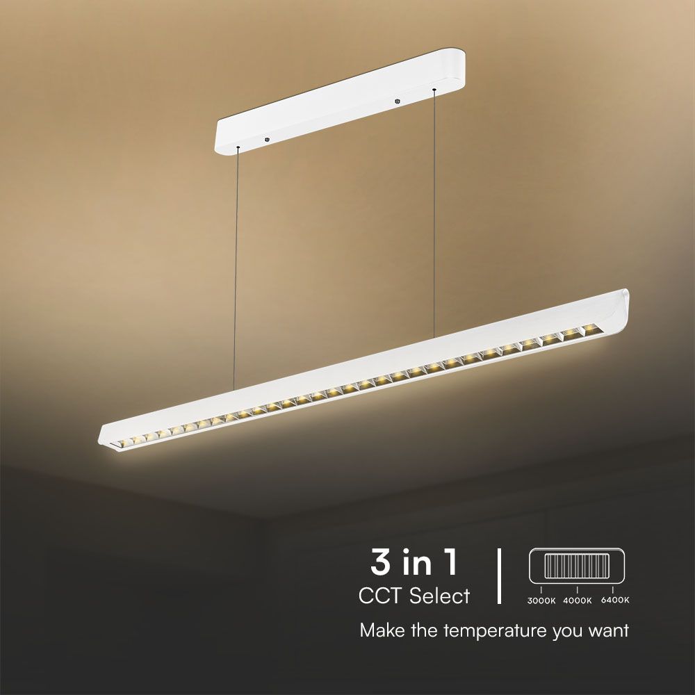36W Zwieszana Lampa Liniowa LED Raster / Chip SAMSUNG / Barwa:3w1 / Obudowa: Biała