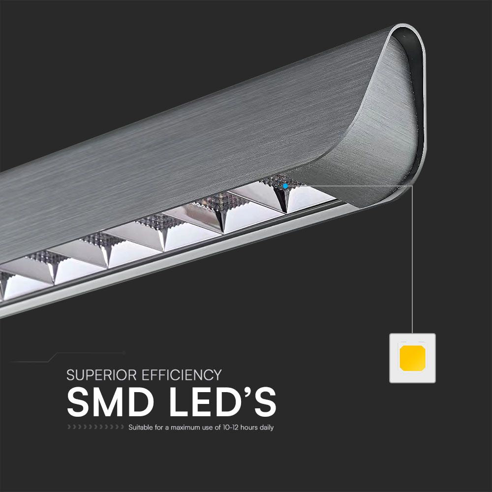 36W Zwieszana Lampa Liniowa LED Raster / Chip SAMSUNG / Barwa:3w1 / Obudowa: Szara